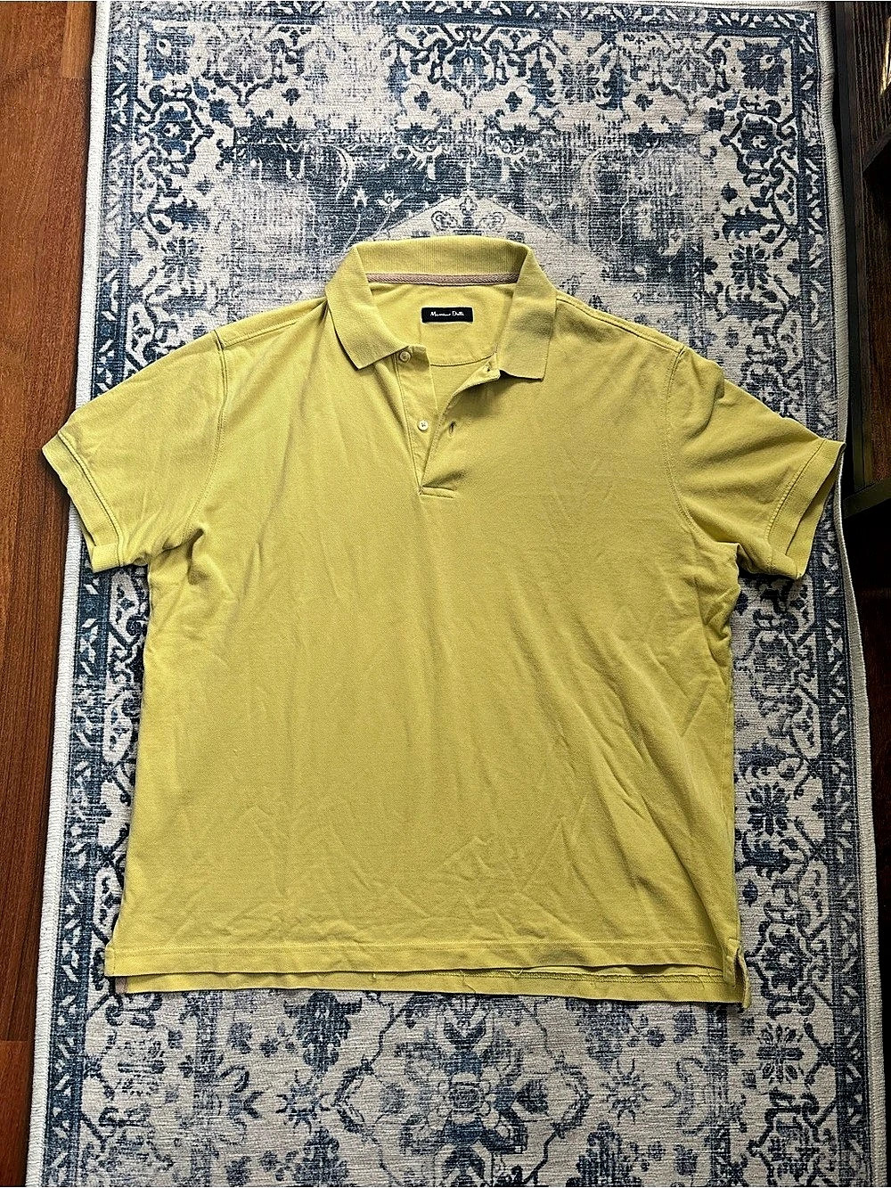 Massimo Dutti Yellow Cotton Polo Shirt